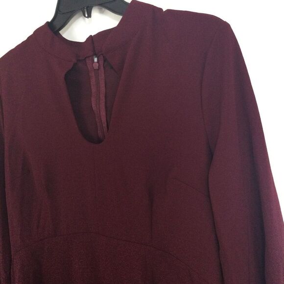 ECI Beige New York Womens Bell Sleeve Fit & Flare Dress Wine Size 8 NWT - Picture 2 of 9